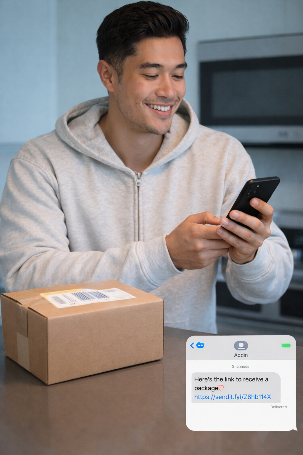 Receiving a link to get a package on your phone